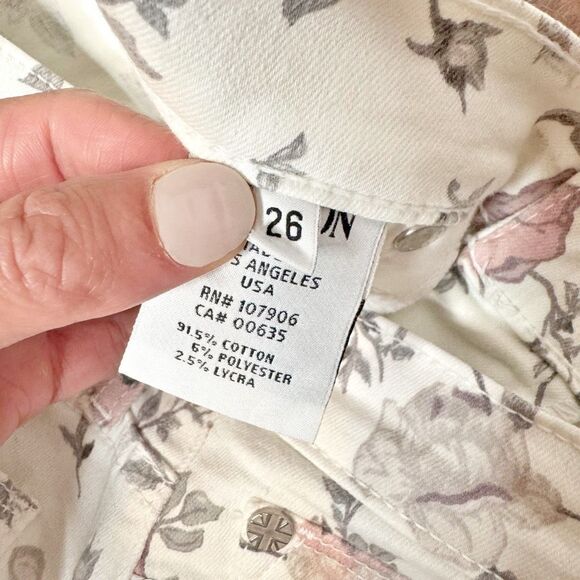 Hudson London Nico Midrise SPR Ankle Skinny Jeans in White Floral Women’s Siz 26 - Picture 6 of 8
